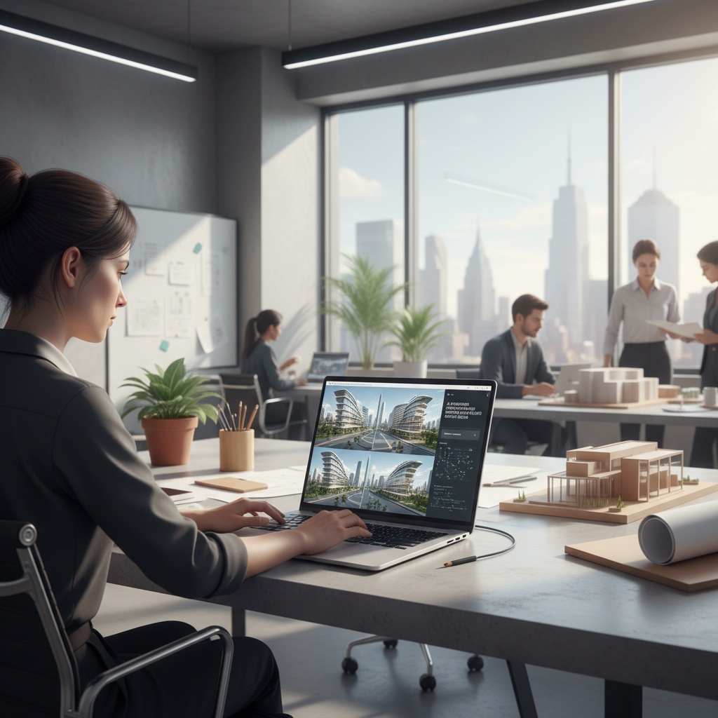 Step-by-step AI rendering workflow diagram