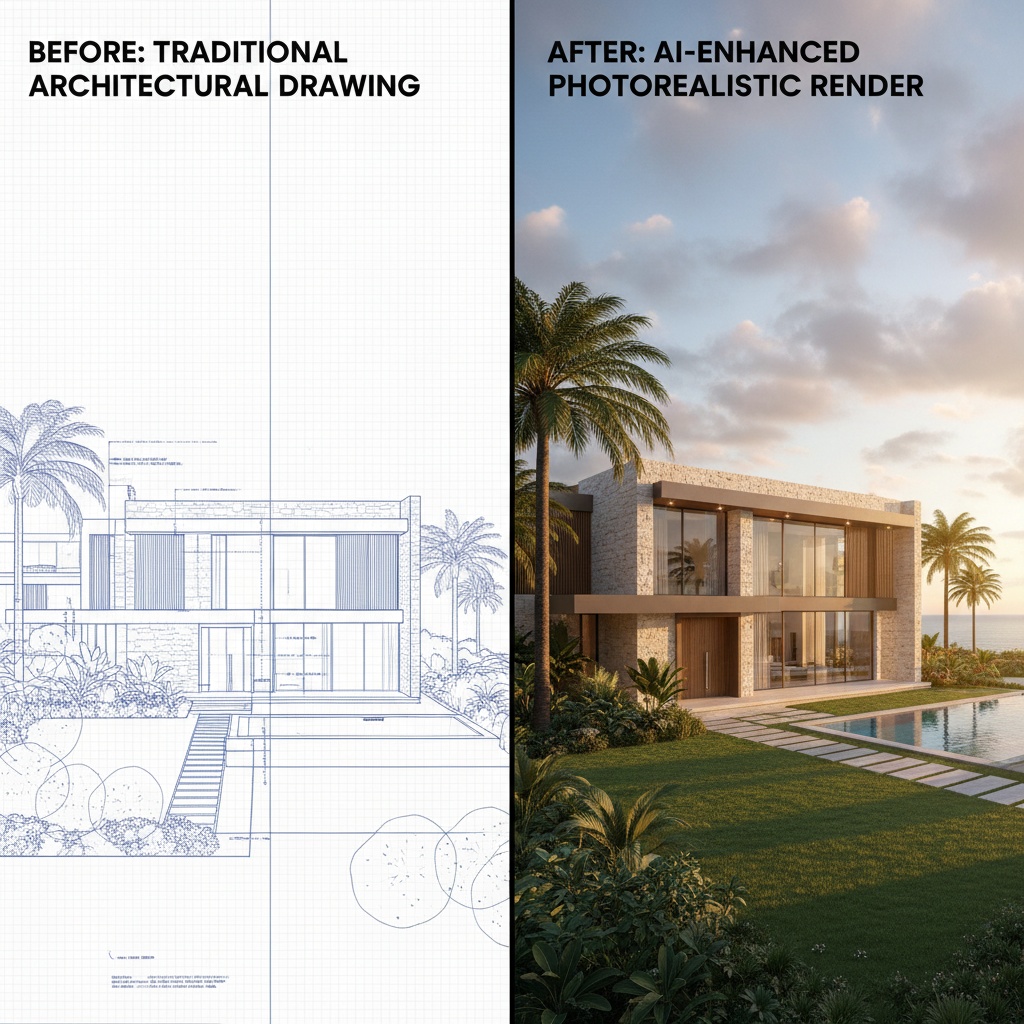 Various types of AI architectural renderings