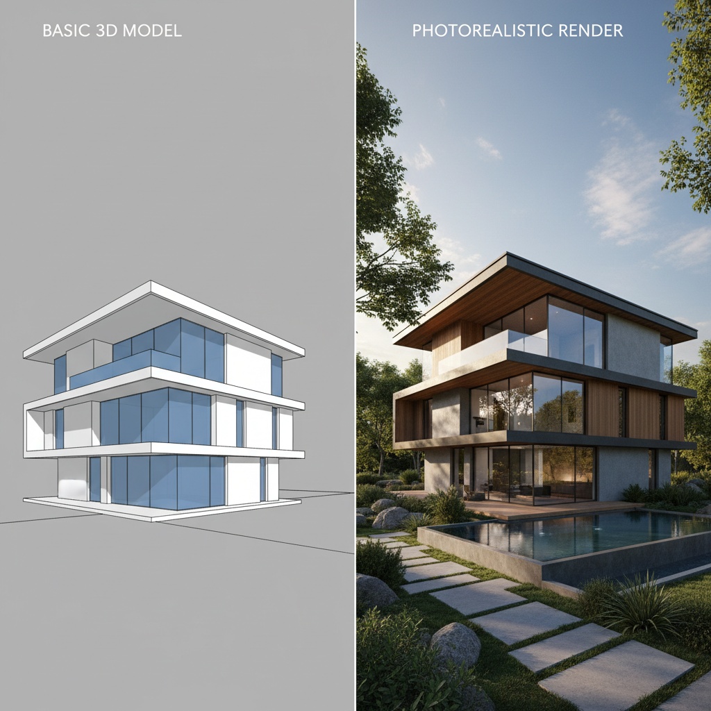 3D rendering software comparison interface