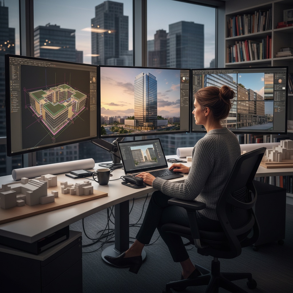Architectural rendering workflow diagram