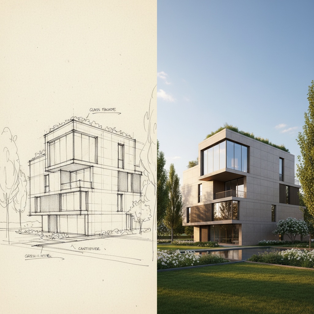 Comparison of AI rendering outputs