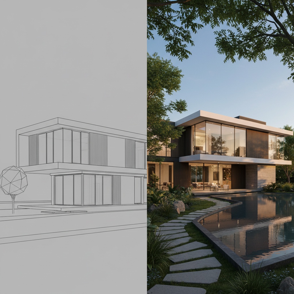 Modern architectural rendering showcase